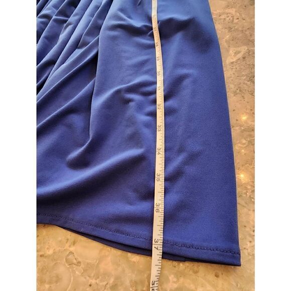 Maggie London NWT sleeveless blue size 6 ruffle v-neck dress - Picture 7 of 8